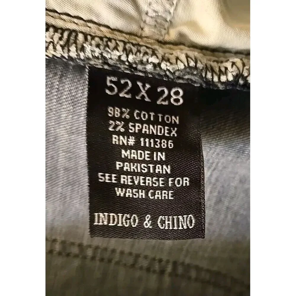NWT Indigo & Chino Men's Eco-Vogue Denim Blue Jeans Size 52 x 28‎